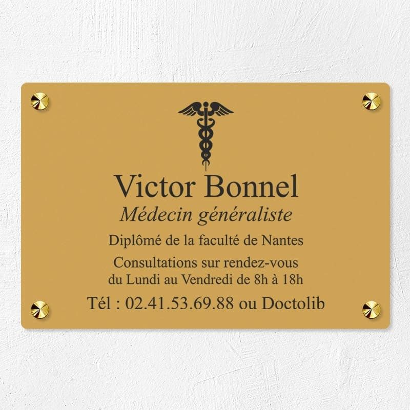 Plaque médecin personnalisée économique en PVC gravoply 30x20cm