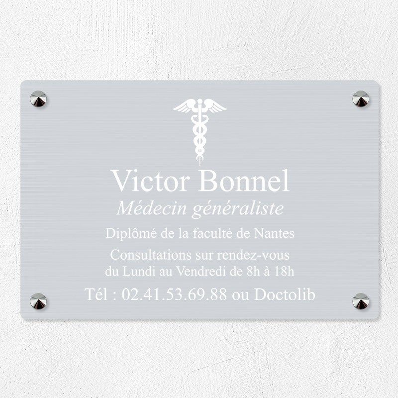 Plaque médecin personnalisée en aluminium 30x20cm