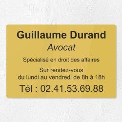 Plaque professionnelle pour avocat en plexiglas 30x20cm