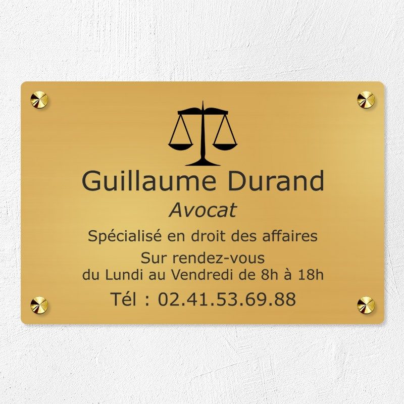 Plaque avocat en laiton à personnaliser 30x20cm
