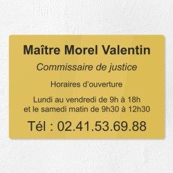 Plaque gravée pour commissaire de justice en plexiglas 30x20cm
