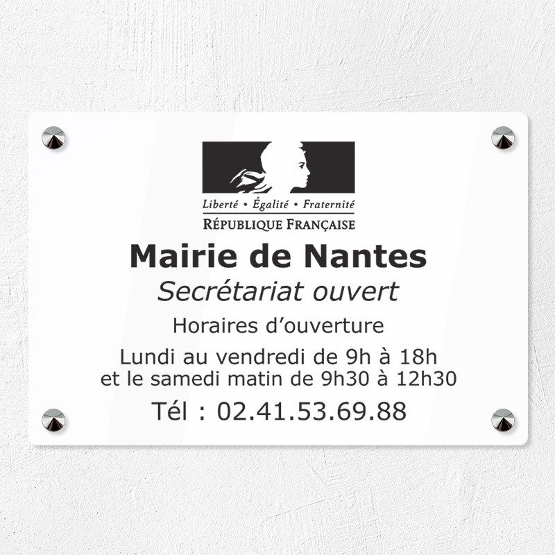 Plaque gravée pour mairie en plexiglas 30x20cm