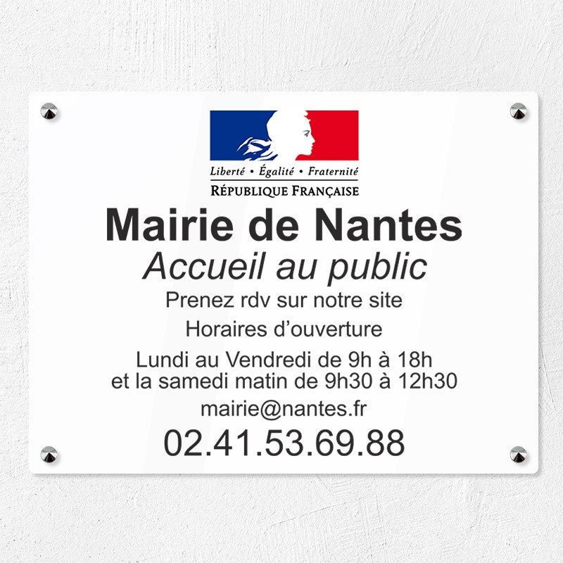 Plaque pour mairie en plexiglas quadri avec logo en couleur 40x30cm