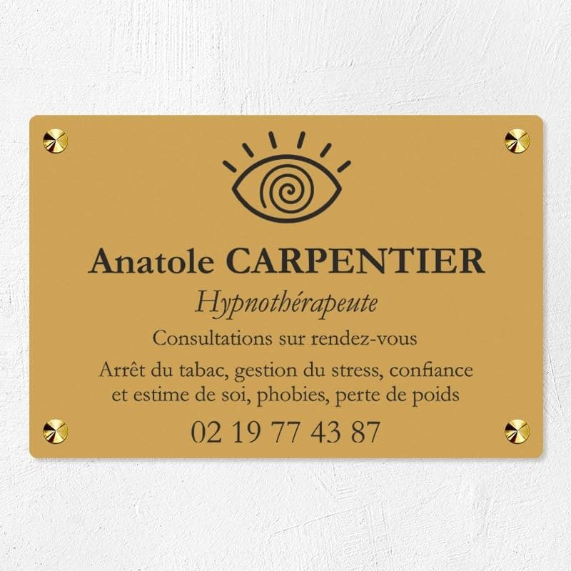 Plaque hypnothérapeute économique en PVC gravoply 30x20cm