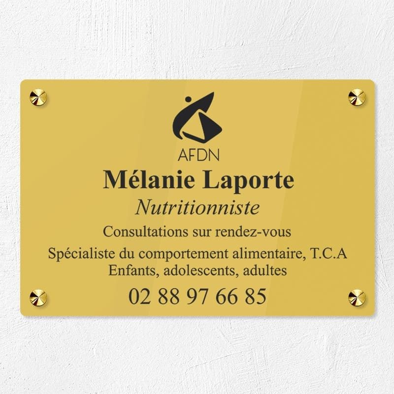 Plaque nutritionniste en plexiglas gravé 30x20cm