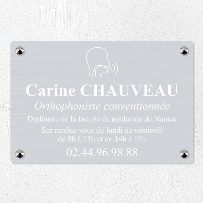 Plaque orthophoniste en aluminium 30x20cm