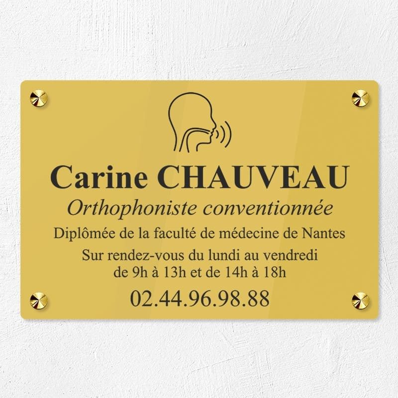 Plaque orthophoniste en plexiglas gravé 30x20cm
