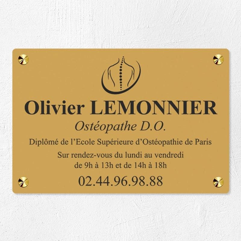 Plaque ostéopathe économique en PVC gravoply 30x20cm