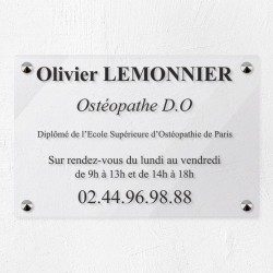 Plaque ostéopathe en plexiglas transparent 30x20cm