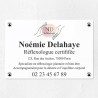 Plaque réflexologue en plexiglas quadri et logo 30x20cm
