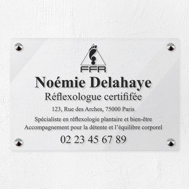 Plaque réflexologue en plexiglas transparent 30x20cm