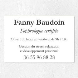 Plaque sophrologue en plexiglas quadri et logo 30x20cm