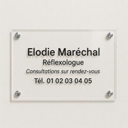 Plaque personnalisée en plexiglas transparent 30x20cm｜Plaque pro