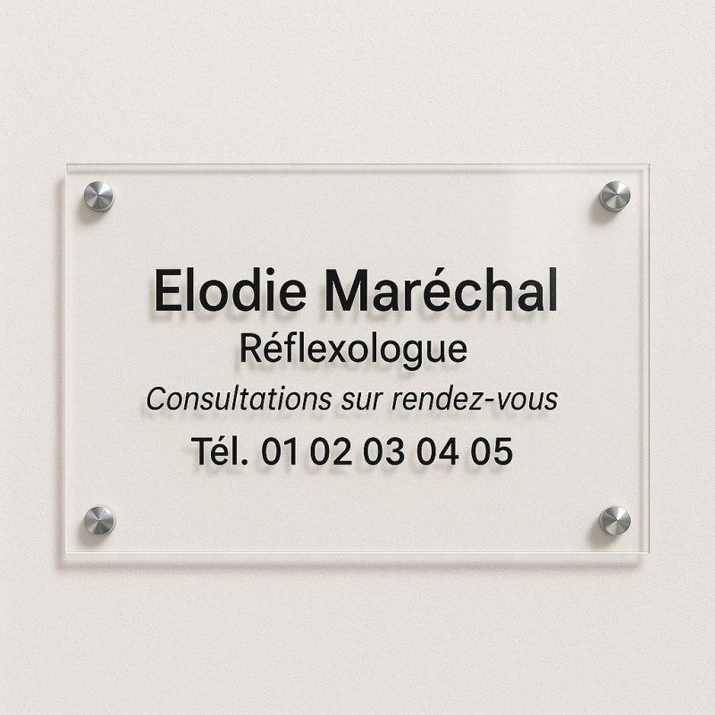 Plaque personnalisée en plexiglas transparent 30x20cm｜Plaque pro