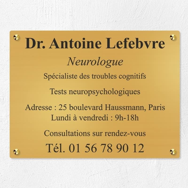 Plaque professionnelle en laiton 40x30cm