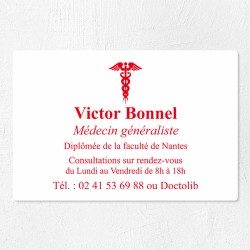 Plaque médecin personnalisée économique en PVC gravoply 30x20cm