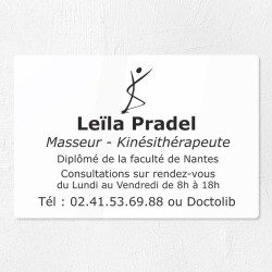 Plaque kiné personnalisée en plexiglas couleur gravé 30x20cm