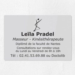 Plaque kiné personnalisée en plexiglas couleur gravé 30x20cm