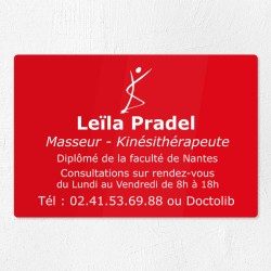 Plaque kiné personnalisée en plexiglas couleur gravé 30x20cm
