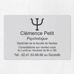 Plaque professionnelle pour psychologue en plexiglas 30x20cm
