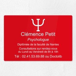 Plaque professionnelle pour psychologue en plexiglas 30x20cm