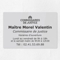 Plaque gravée pour commissaire de justice en plexiglas 30x20cm