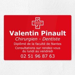 Plaque dentiste en plexiglas gravé 30x20cm