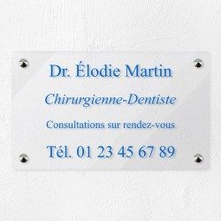 Plaque professionnelle en plexiglas transparent 25x15cm