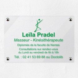Plaque kiné personnalisée en plexiglas transparent 30x20cm