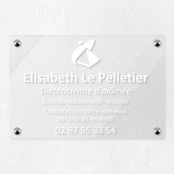 Plaque diététicien en plexiglas transparent 30x20cm