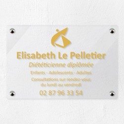 Plaque diététicien en plexiglas transparent 30x20cm