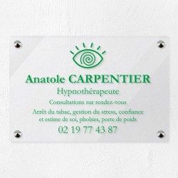 Plaque hypnothérapeute en plexiglas transparent 30x20cm