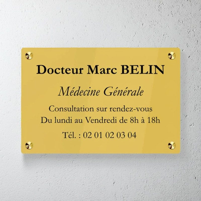 Plaque médecin personnalisée en plexiglas 30x20cm