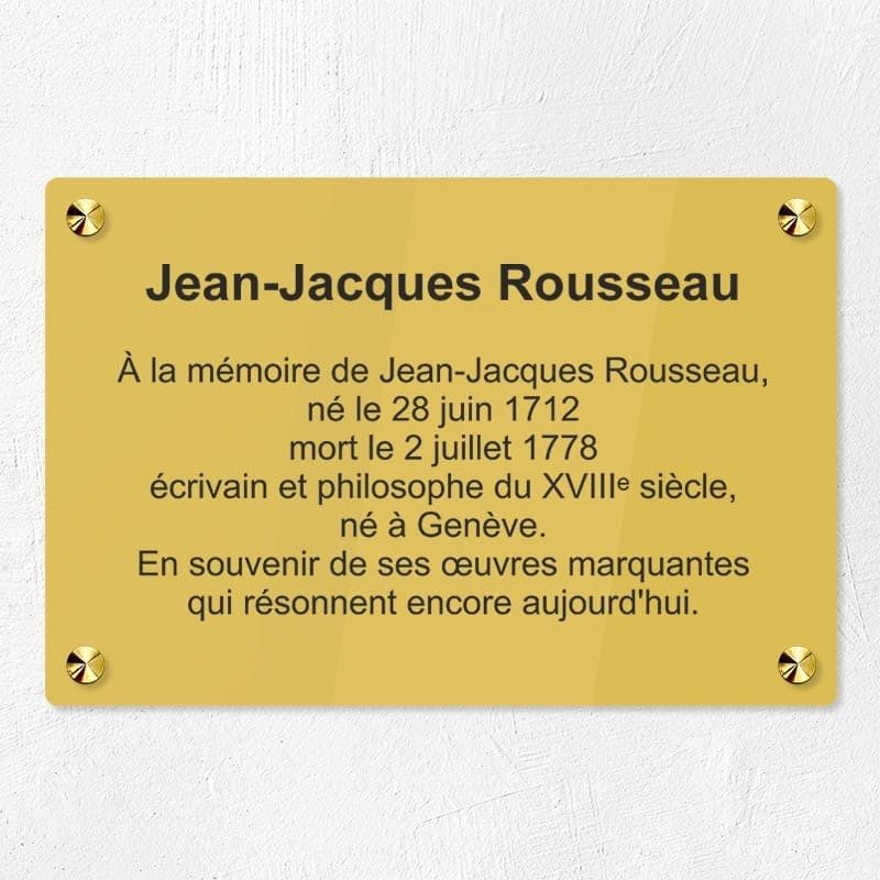 Plaque commémorative en plexiglas gravé 30x20cm